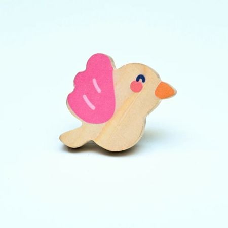 Handmade Pine Wood Bird Knob for Kids Furniture